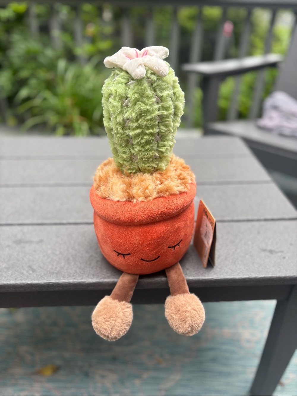 Plush Cactus Pot Decorative Toy - Green & Orange